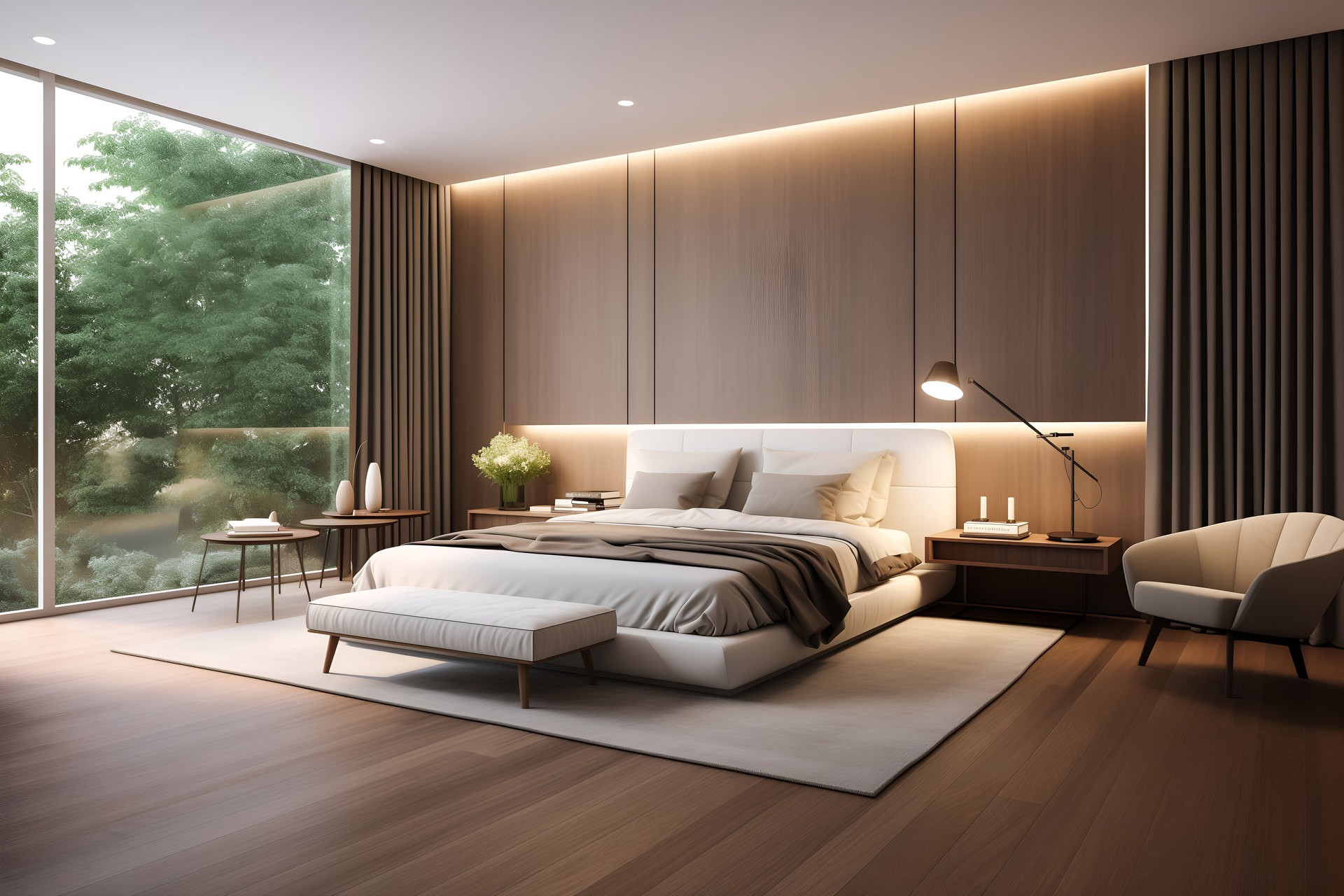modern luxury bedroom suite in hotel with tv