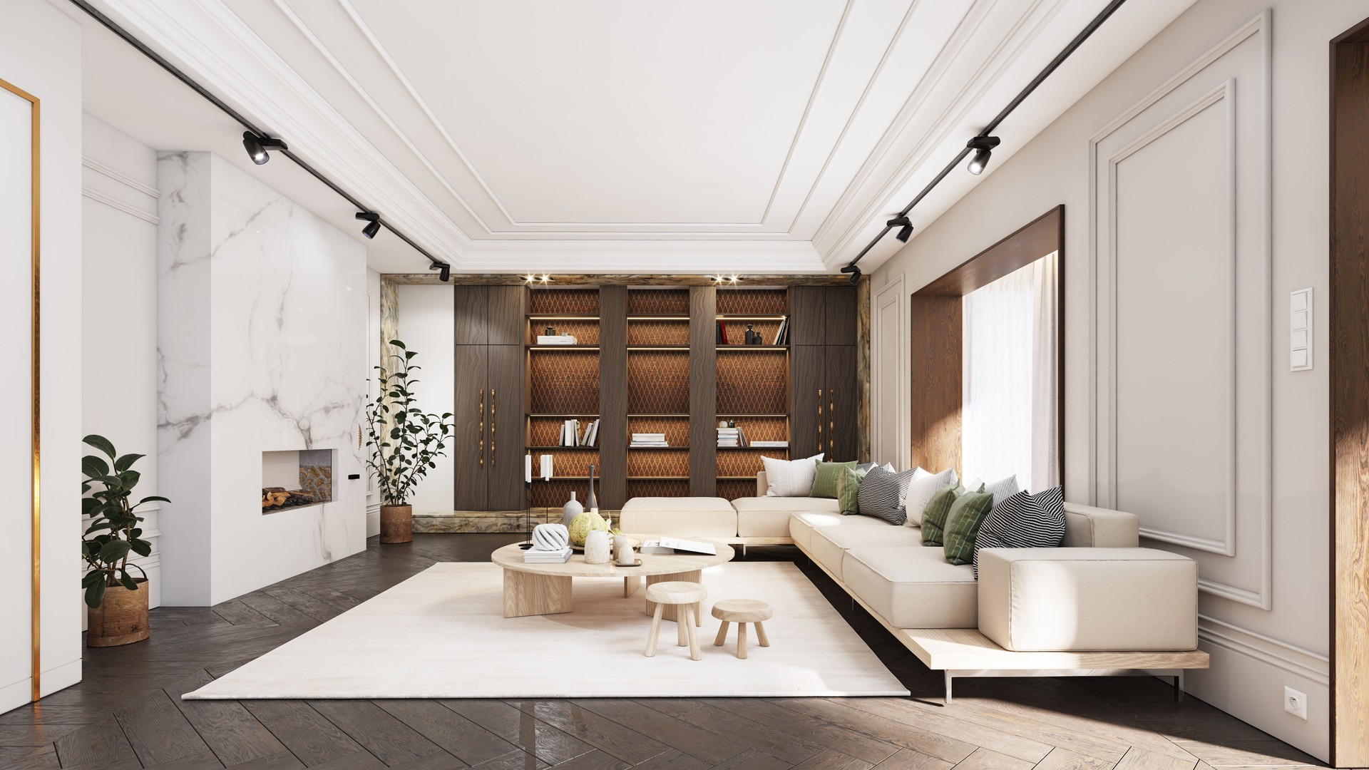 living room with modern furniture,